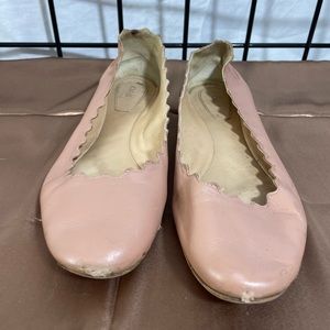 Chloe Lauren deep nude beige scalloped ballet flats size 8